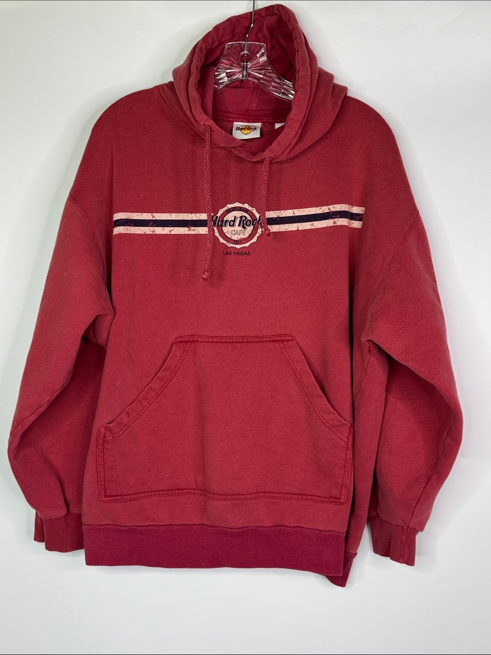 Vintage Hard Rock Cafe Red Hooded Sweatshirt Size XL Y2K